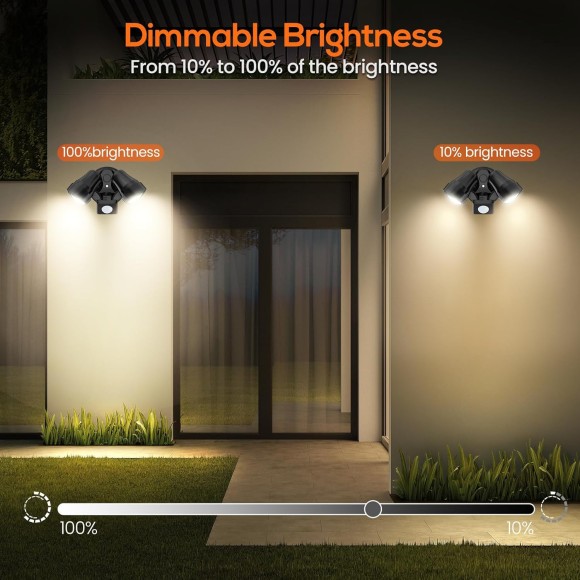 LED Security Lights Motion Sensor, 24W 2000LM Flood Lights Outdoor Motion Sensor with Remote, Dimmable Brightness 3000K-6500K CCT IP65 Outdoor Security Light for House Garage Yard Walkway 1 Pack Black