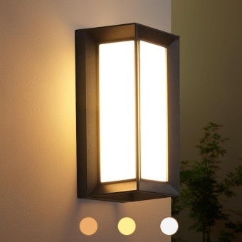 Porch Lights Outdoor Light Fixture, 12W Black Exterior Light Fixtures Wall Mount, 3-Color-Temp Adjustable Wall Sconce, IP65 Waterproof Outdoor Wall Lights for House Walkway Stairs