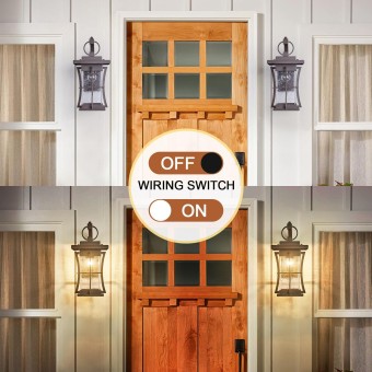 Oil Rubbed Bronze Outdoor Light Sconces Wall Mount Brown Outdoor Wall Lamp Large Exterior Porch Wall Lantern with Seeded Glass 15" Outside Lights for House, Front Door, Patio, Backyard