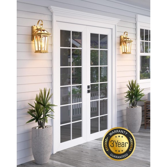 Outdoor Wall Lanterns, Modern Golden Exterior Wall Light Fixtures Wall Mount Sconces with Photocell Sensor, Waterproof Gold Porch Light Outside Wall Lantern for House Patio
