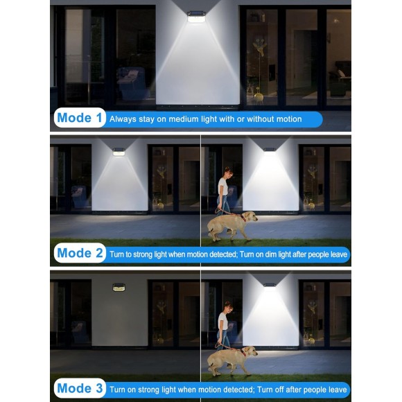 Solar Motion Lights Outdoor 6 Pack, 188 LED/3 Modes, Motion Sensor Outdoor Lights, IP65 Waterproof 270° Lighting, Solar Powered Security Flood Lights for Wall Patio Garage Fence(White)