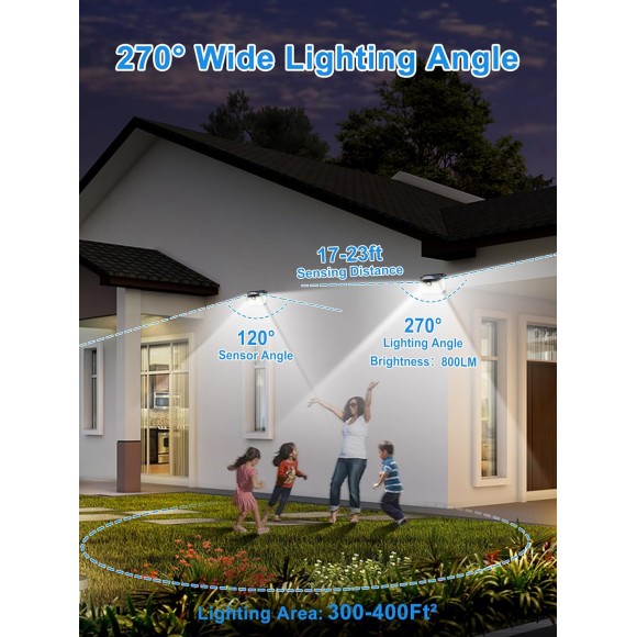 Solar Motion Lights Outdoor 6 Pack, 188 LED/3 Modes, Motion Sensor Outdoor Lights, IP65 Waterproof 270° Lighting, Solar Powered Security Flood Lights for Wall Patio Garage Fence(White)
