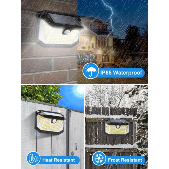 Solar Motion Lights Outdoor 6 Pack, 188 LED/3 Modes, Motion Sensor Outdoor Lights, IP65 Waterproof 270° Lighting, Solar Powered Security Flood Lights for Wall Patio Garage Fence(White)