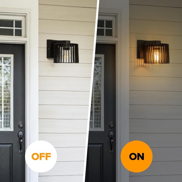 Outdoor Wall Lantern, Exterior Waterproof Wall Sconce Light Fixtures, Black Front Door Porch Lights Wall Mount Lighting with Clear Glass Shade, E26 Socket Wall Lamp for Patio