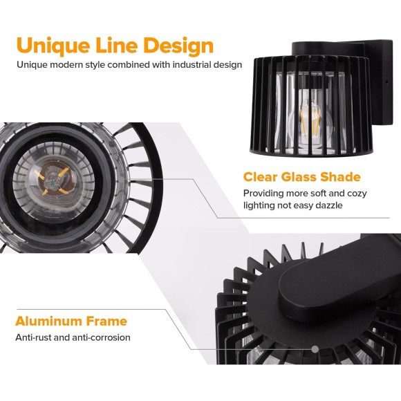 Outdoor Wall Lantern, Exterior Waterproof Wall Sconce Light Fixtures, Black Front Door Porch Lights Wall Mount Lighting with Clear Glass Shade, E26 Socket Wall Lamp for Patio