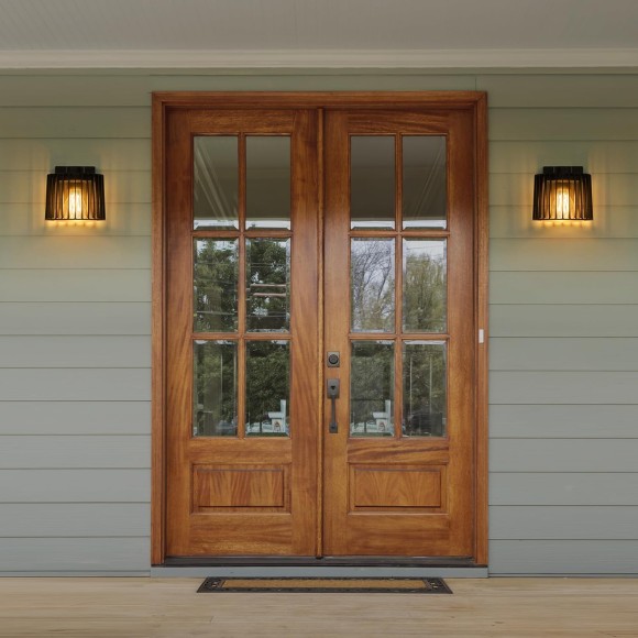 Outdoor Wall Lantern, Exterior Waterproof Wall Sconce Light Fixtures, Black Front Door Porch Lights Wall Mount Lighting with Clear Glass Shade, E26 Socket Wall Lamp for Patio