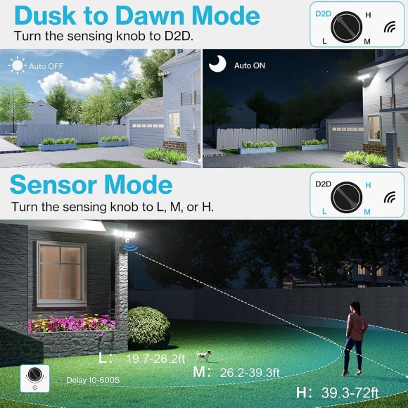 100W LED Security Light Motion Sensor Outdoor Light, Motion Flood Light Dusk to Dawn, 10000LM Super Bright 6500K Exterior Motion Detector Flood Light Outside for Garage Yard Porch IP65, Brown