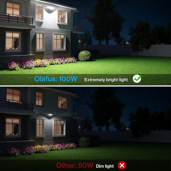 100W LED Security Light Motion Sensor Outdoor Light, Motion Flood Light Dusk to Dawn, 10000LM Super Bright 6500K Exterior Motion Detector Flood Light Outside for Garage Yard Porch IP65, Brown