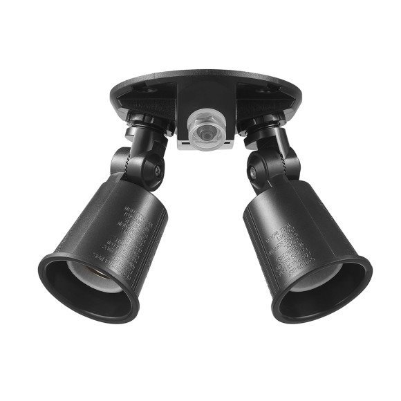 Globe Electric 240 W Twin Head Black Hardwired Automatic Security Flood Light, Spotlight, Outdoor, Outside House Lights, 17000083