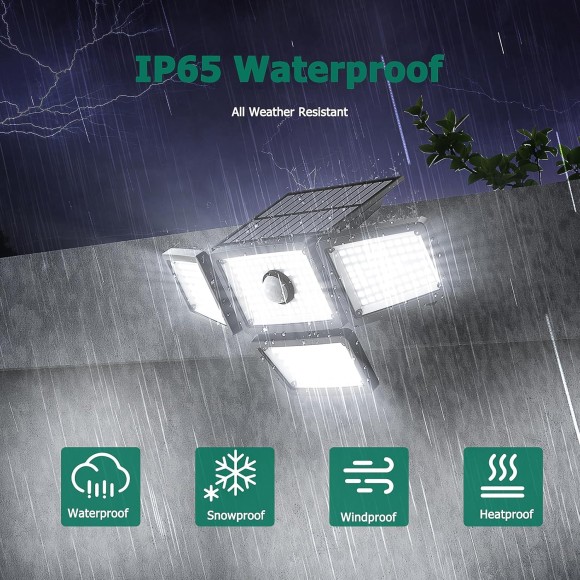 3000LM Solar Lights outdoor, 4 Adjustable Heads Solar Motion Sensor Lights with 283 LED, IP65 Waterproof Solar Security Wall Lights, Remote Control Flood Lights for Graden, Outside, Backyard 3 Pack