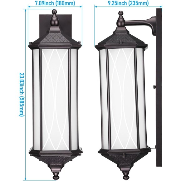 Extra Large 23Inch Outdoor Wall Lights, Classical Style Wall Lantern, Max 60W E26 Base, Exterior Light Fixtures Wall Mount, Porch Light, Wall Sconce for Patio Garage Stairs, Oil Rubbed Bronze