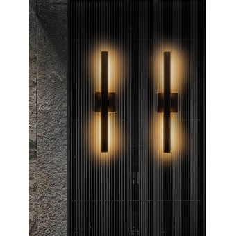 Modern Outdoor Wall Sconce LED, Large Porch Lights Wall Mount, 22 inch Up Down Exterior Light Fixture, 12W Black Outside Patio Lighting for House, Yard, 2 Packs