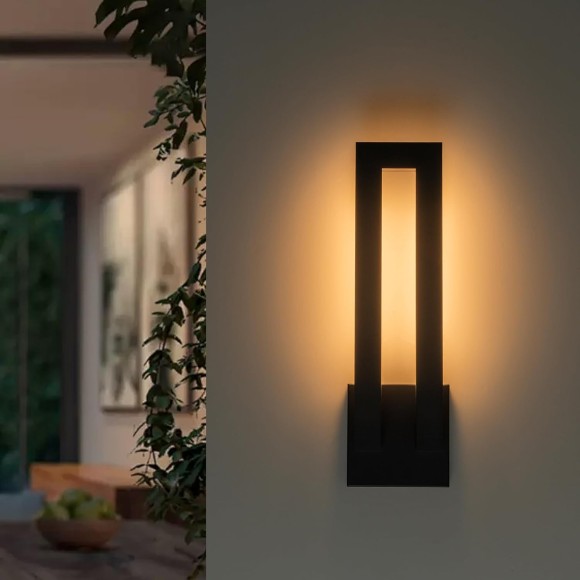Modern Outdoor Wall Lights, 18 inch LED Long Wall Sconce, Black Exterior Led Porch Light Fixture Wall Mount, Waterproof Outdoor Sconce Lighting for House, Patio