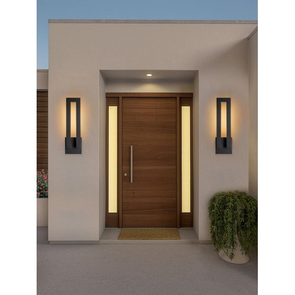 Modern Outdoor Wall Lights, 18 inch LED Long Wall Sconce, Black Exterior Led Porch Light Fixture Wall Mount, Waterproof Outdoor Sconce Lighting for House, Patio