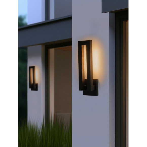 Modern Outdoor Wall Lights, 18 inch LED Long Wall Sconce, Black Exterior Led Porch Light Fixture Wall Mount, Waterproof Outdoor Sconce Lighting for House, Patio