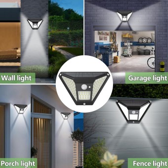 Solar Motion Lights Outdoor Waterproof, 2Pack 196LED, Solar Lights Outdoor Motion Sensor with 200° Wide Angle,1500mAh lighting, Solar Security Lights for Outside, Fence, Garage