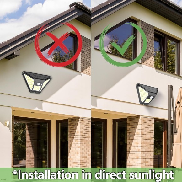 Solar Motion Lights Outdoor Waterproof, 2Pack 196LED, Solar Lights Outdoor Motion Sensor with 200° Wide Angle,1500mAh lighting, Solar Security Lights for Outside, Fence, Garage