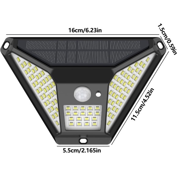 Solar Motion Lights Outdoor Waterproof, 2Pack 196LED, Solar Lights Outdoor Motion Sensor with 200° Wide Angle,1500mAh lighting, Solar Security Lights for Outside, Fence, Garage