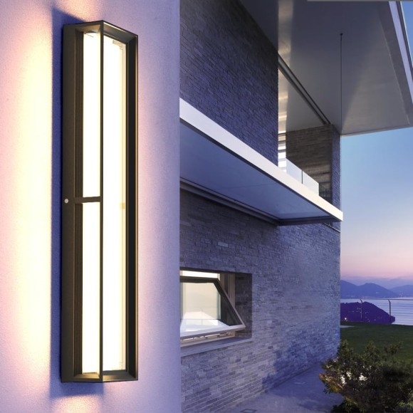 Exterior Wall Lights, 10%-100% Dimmable LED Modern Porch & Patio Wall Light Fixture, 23.6in Black Exterior Sconce Wall Mounted Lights Suitable for Garage Living Room Courtyard House(3000K)