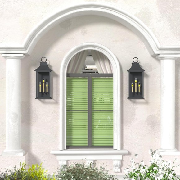 Outdoor Wall Light 3-Light, 25" Large Outdoor Light Fixture, Black Exterior Wall Lantern, Waterproof Outside Wall Sconce for House Porch Patio