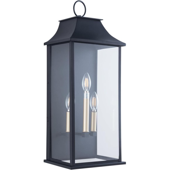 Outdoor Wall Light 3-Light, 25" Large Outdoor Light Fixture, Black Exterior Wall Lantern, Waterproof Outside Wall Sconce for House Porch Patio
