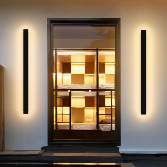 2 Pack 31.5inch Long Outdoor LED Wall Lights 24W Black 3000K Warm White Porch Lights Acrylic Waterproof IP65 Exterior Wall Light Fixtures for House Patio Porch Courtyard