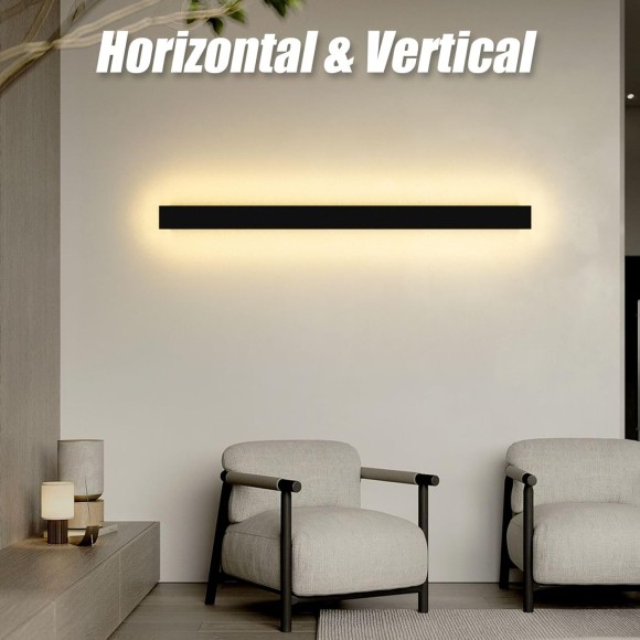 2 Pack 31.5inch Long Outdoor LED Wall Lights 24W Black 3000K Warm White Porch Lights Acrylic Waterproof IP65 Exterior Wall Light Fixtures for House Patio Porch Courtyard