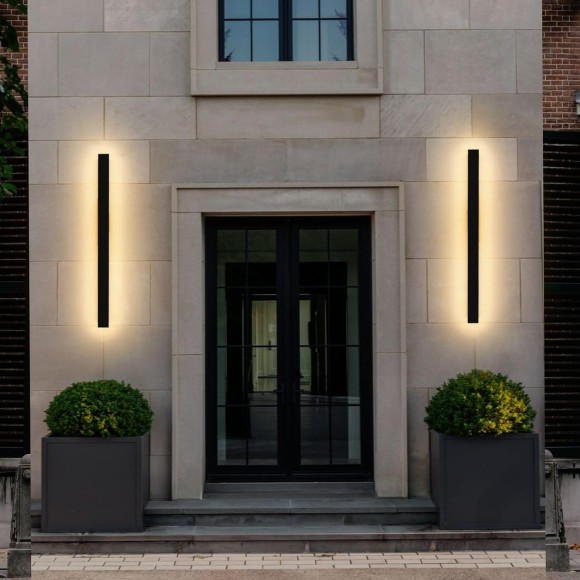2 Pack 31.5inch Long Outdoor LED Wall Lights 24W Black 3000K Warm White Porch Lights Acrylic Waterproof IP65 Exterior Wall Light Fixtures for House Patio Porch Courtyard