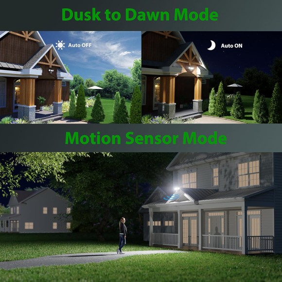 Solar Outdoor Lights & 65W Motion Sensor Lights Outdoor,6500LM Bright LED Security Lights Motion Sensor LED Flood Lights Outdoor,3 Head Adjustable IP65 Security Motion Lights